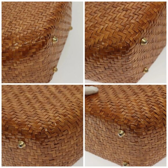 Salvatore Ferragamo Straw Bag Hand Bag Raffia Brown Gold Auth - Picture 15 of 15